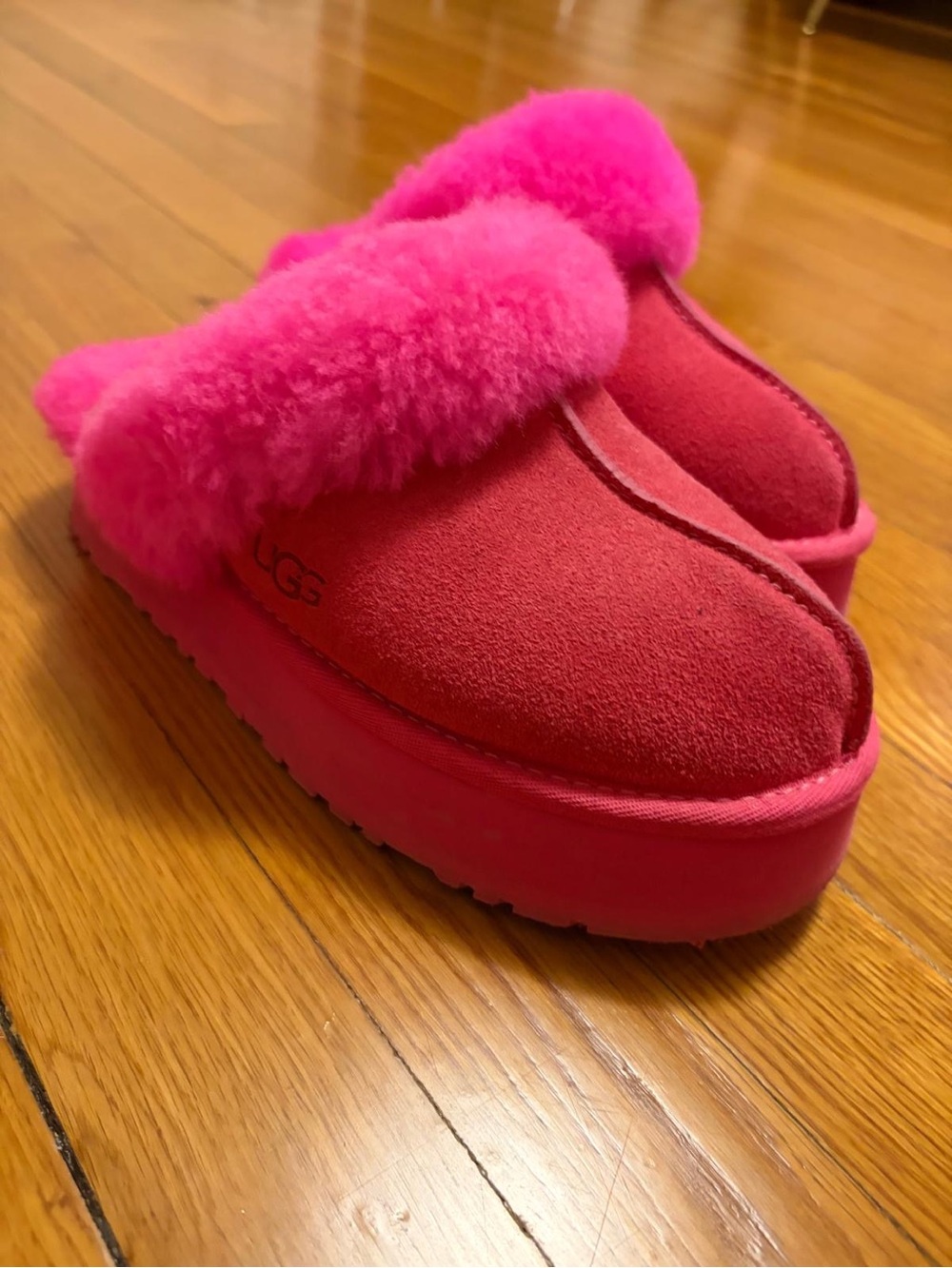 UGG Hot Pink Platform Slippers